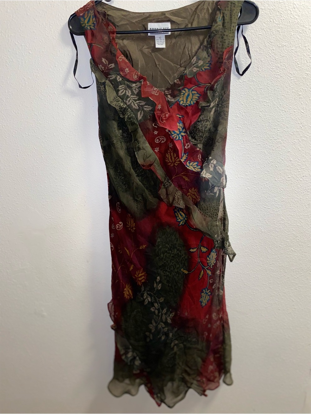 Robbie Bee Red and Olive Floral Midi Slip Dress
